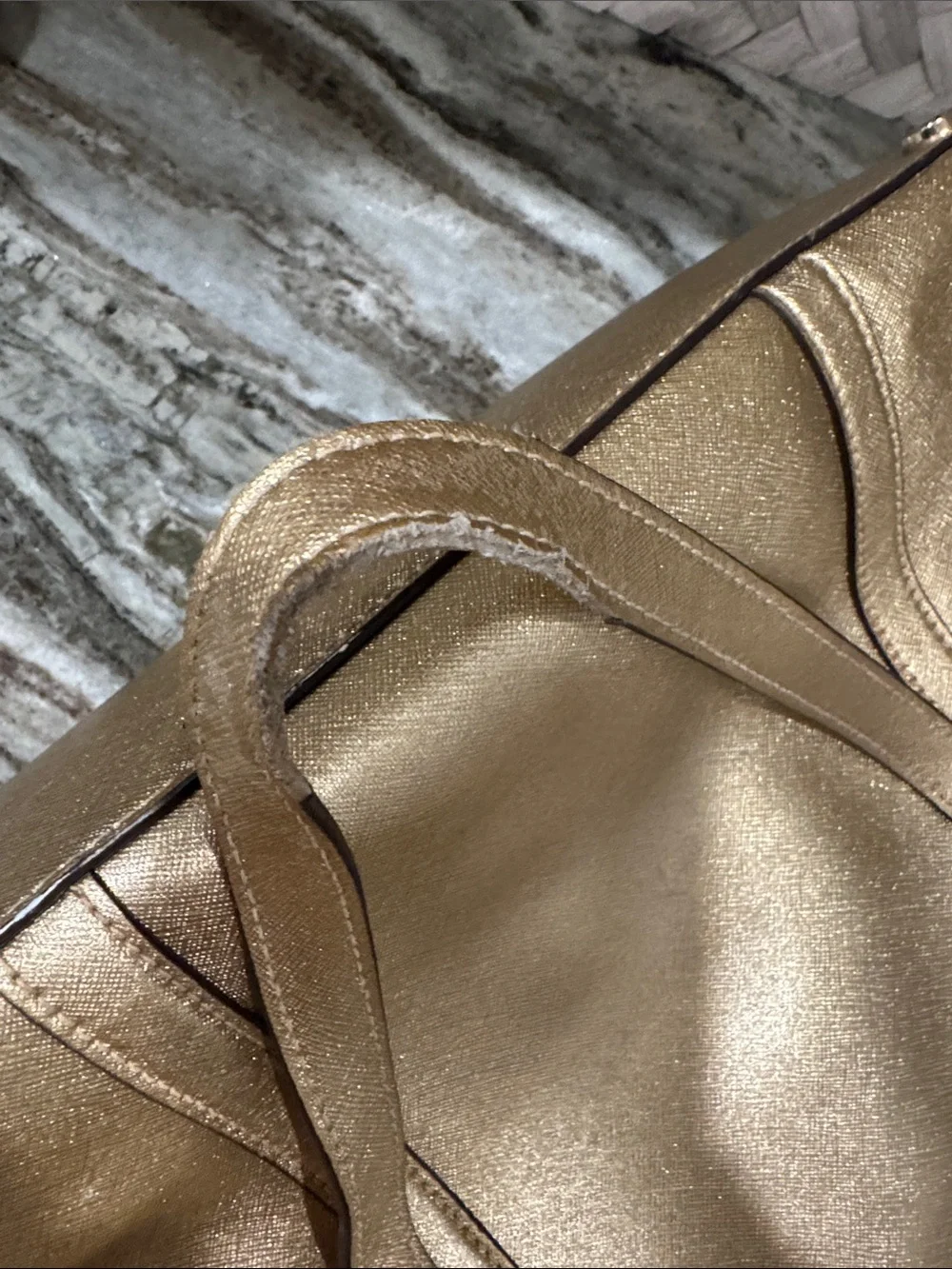 Michael Kors Sady Gold Metallic Leather Tote Bag